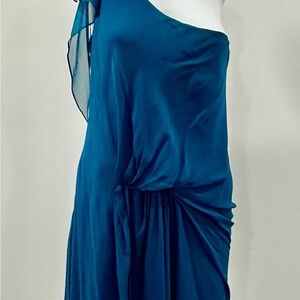 DIANE VON FURSTENBERG SIZE 6 Dress- Elegant Teal One-Shoulder Dress